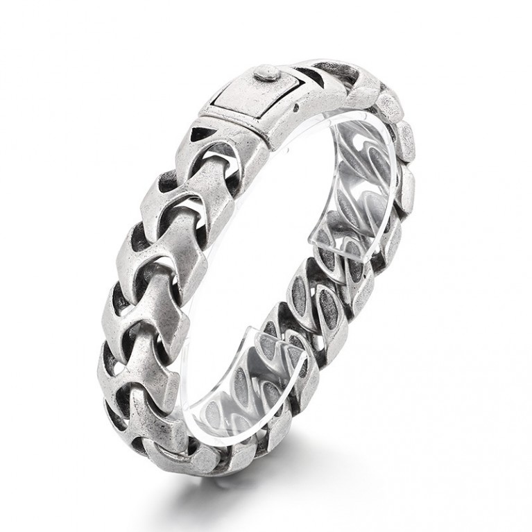 Браслет стальной двойное звено состаренный