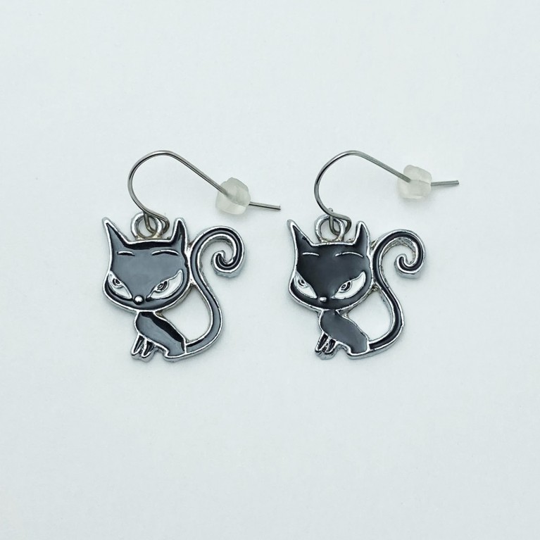 Серьги черные коты