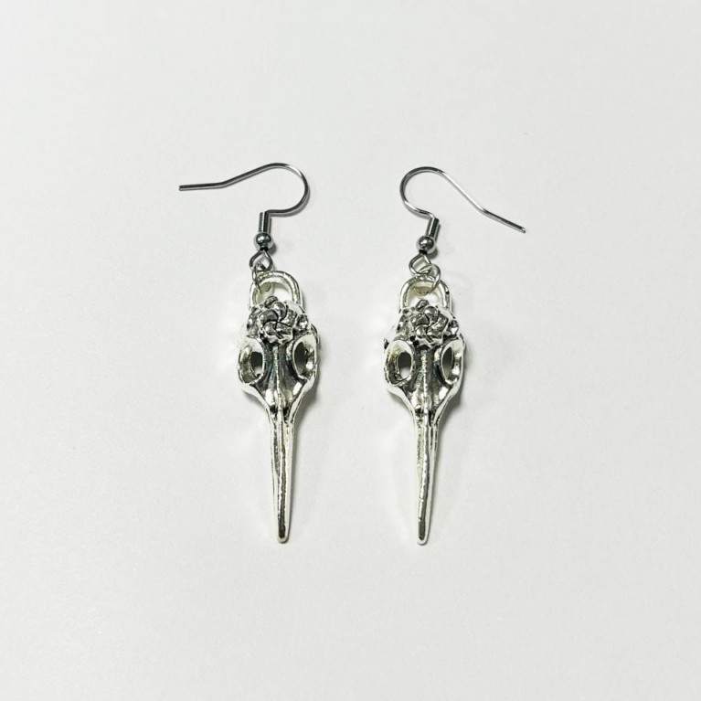 Серьги Череп птицы